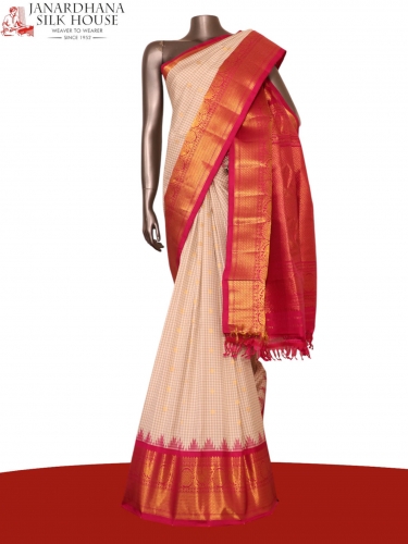 Traditional Temple Handloom Gadwal Silk Cotton Saree